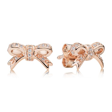 PANDORA | Bow Stud Earrings Silver Wedding Gifts, Pandora Rose Gold, Pandora Earrings, Pandora Rose, Rose Stud Earrings, Bow Necklace, Bow Earrings, Crystal Stud Earrings, Pandora Bracelets