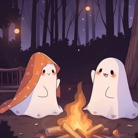 Cute Ghost Pfp, Cute Ghost Aesthetic, Ghost Art Cute, Cute Ghost Art, Busy Drawing, Idea To Paint, Facts About Halloween, Helloween Wallpaper, Stuffed Pumpkin