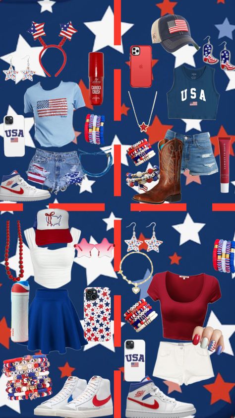 4th of July outfits Usa Theme Outfit, Themed Outfit Ideas, Spirit Days, Football Ideas, July Outfits, White Jeans Outfit, 4th Of July Outfits, Football Outfits, 4th July