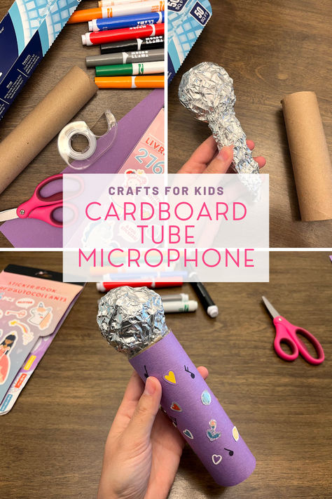 cardboard tube microphone craft for kids Microphone Craft Preschool, Make A Microphone Craft, Toilet Paper Roll Microphone, Musical Crafts For Preschoolers, Diy Microphone Craft, Piano Craft Preschool, Trumpet Craft Preschool, Make An Instrument School Project, Music Theme Crafts Preschool