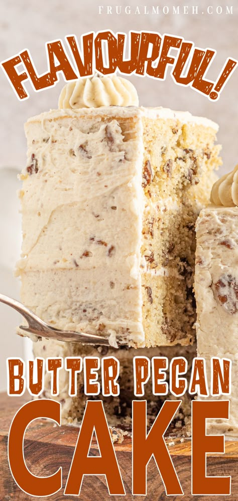 Pecan Cream Cake, Butter Pecan Cake With Cream Cheese, Butter Pecan Cake With Cream Cheese Frosting, Icing For Butter Pecan Cake, Butter Pecan Box Cake Mix Recipes, Butter Pecan Cake Mix Recipes Boxes, Southern Butter Pecan Cake, Butter Pecan Birthday Cake, Butter Pecan Cake Mix Recipes