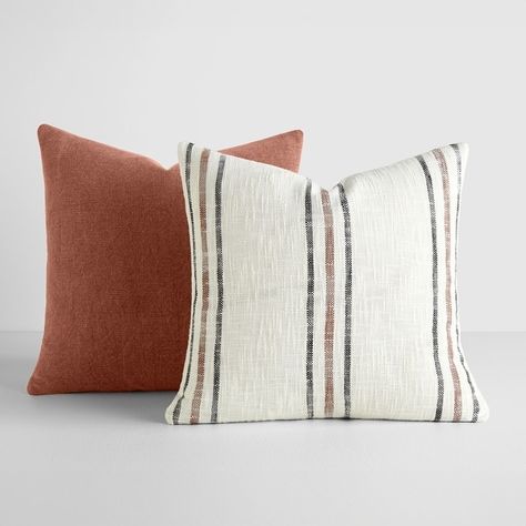 2-Pack Yarn-Dyed Patterns Decor Throw Pillows in Yarn-Dyed Framed Stripe / Solid - Bed Bath & Beyond - 40036318 Solid Bed, Outlet Store, Yarn Dyeing, Bed Bath Beyond, Bed Bath, 2 Pack, Decorative Throw Pillows, Bed Bath And Beyond, Outlet