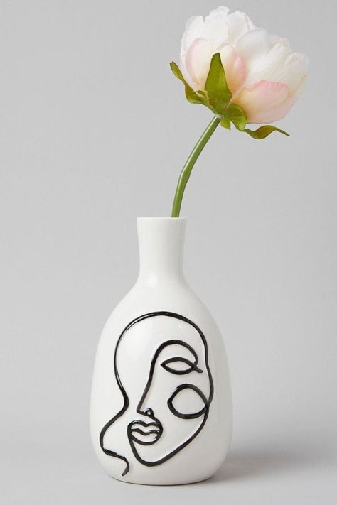 Face Vase, Abstract Face, Abstract Faces, White Gifts, White Style, Fashion Art, Bedroom Ideas, Quality Fabric, Vase