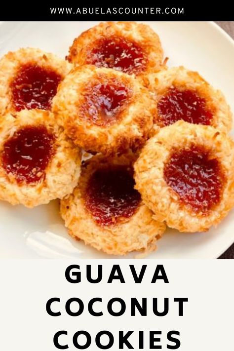 Coconut Dip, Guava Desserts, Guava Recipes, Coconut Cookie, Coconut Cookies Recipes, Homemade Cookie, Buttery Cookies, Coconut Cookies, Cuban Recipes