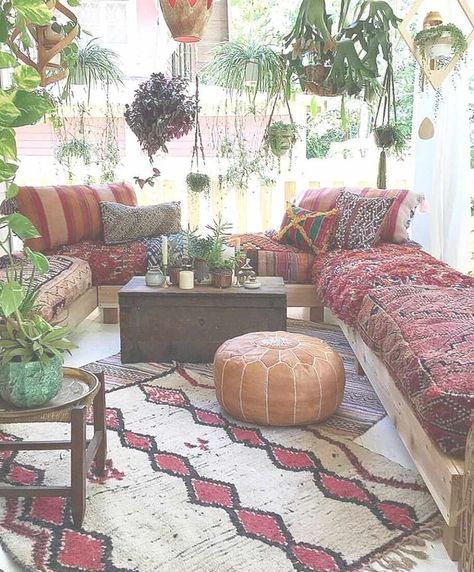 hippie home decor hippie home decor Bohemian Room Ideas, Eclectic Patio, Cozy Bohemian Living Room, Moroccan Decor Living Room, Cozy Boho Living Room, Moroccan Ottoman, Apartment Balcony Garden, Moroccan Lounge, Bohemian Living Room Decor