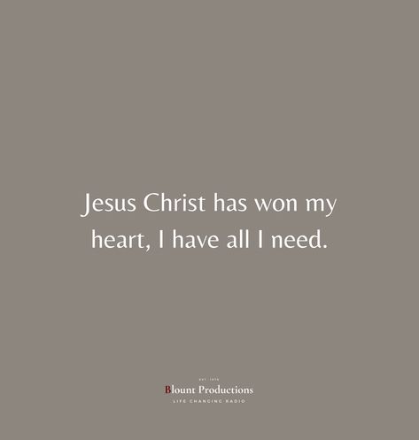 Sunday, December 6, 2020. Jesus Christ has won my heart, I have all I need. My Vibe Could Bring Back Christ, Jesus Is All I Need, Yet Not I But Through Christ In Me, Jesus I Need You, In Christ Alone My Hope Is Found, Win My Heart, Jesus Christ, Jesus