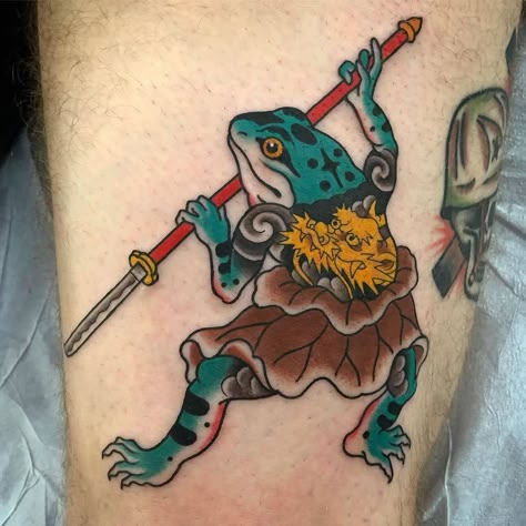 Samurai Frog Tattoo, Samurai Frog, Traditional Japanese Tattoo Flash, Japanese Frog, Tattoo Samples, Japanese Tattoo Symbols, Frog Tattoo, Man Tattoo, Japan Tattoo Design