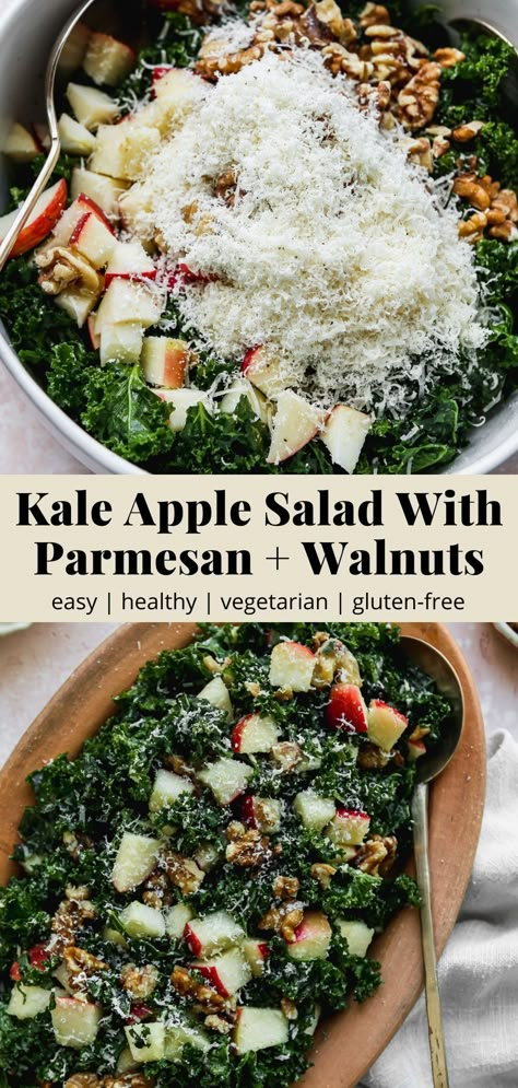 Kale Apple Salad, Apple Delight, Crunchy Kale, Massaged Kale Salad, Apple Walnut Salad, Apple Salad Recipes, Massaged Kale, Apple Walnut, Kale Salad Recipes