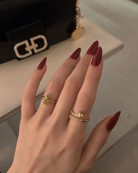 Dark red nails