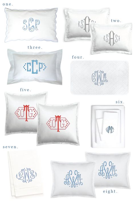 Where To Buy Monogramed Pillows - Lettrefina Etsy Shop - Lauren Nelson Monogrammed Pillows On Bed, Monogram Bed Pillows, Monogram Pillows On Bed, Monogram Pillow Shams, Monogrammed Pillows, Monogram Bedding, Monogram Throw Pillow, Monogrammed Linens, Embroidered Bedding