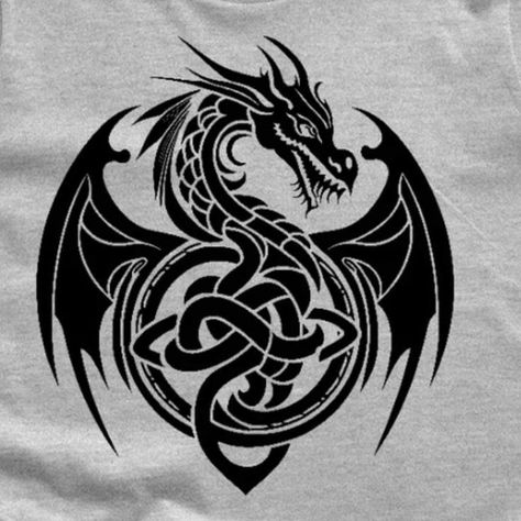 Celtic Dragon Design, Celtic Knots Tattoos, Flying Phoenix Tattoo, Norse Dragon, Black Dragon Tattoo, Celtic Dragon Tattoos, Small Dragon Tattoos, Celtic Cross Tattoos, Dragon Tattoo Art