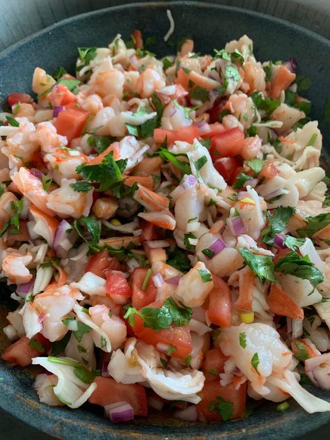 Shrimp And Crab Ceviche Recipe, Crab Ceviche, Ceviche Recipe Mexican, Ceviche Recipes, Shrimp Ceviche Recipe, Bariatric Food, Blue Crabs, Shell Fish, Crab Stuffed Shrimp