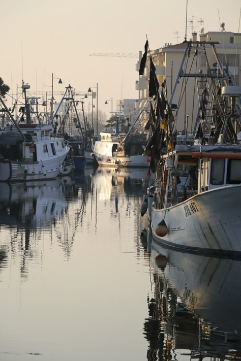 Caorle, Italy Justine Maust Photorgaphy Ocean Scenes Photography, Watercolor Reference, Landscape References, Working Boat, Reflection Photos, Ship Sailing, Watercolor Architecture, Paint Photography, Water Boat