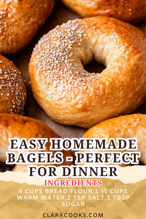 Easy Homemade Bagels - Perfect for Dinner Beagles Recipe, Homemade Bagels Easy No Yogurt, How To Make Homemade Bagels, Bagel Recipes Homemade, Home Made Bagels Recipes, Best Bagel Recipe Homemade, Diy Bagels Homemade Easy, Simple Bagel Recipe, Begal Recipe Ideas