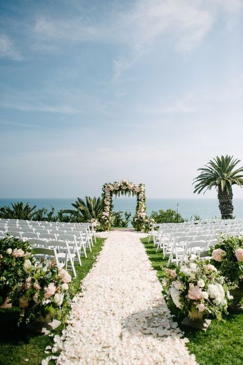 Wedding Ceremony Altar, Ocean View Wedding, Pink Rose Petals, Wisteria Lane, Church Wedding Flowers, Wedding Ceremony Ideas, Ocean Wedding, Bouquet Flower, Santa Barbara Wedding