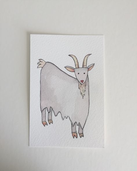 Watercolor Goat Easy, Abstract Goat, Goat Watercolor, Watercolor Goat, Goat Artwork, Goat Paintings, Cool Watercolor, Digital Sketchbook, Billy Goat