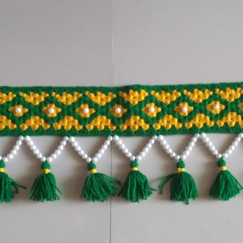 Crochet Toran Pattern, Crochet Door Hanging, Door Toran Handmade, Macrame Toran Designs, Crochet Toran, Macrame Toran, Woolen Crochet, Toran Designs, Toran Design