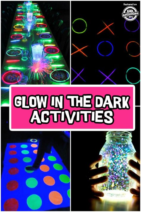 17 Glow in the Dark Games & Activities for Kids | Kids Activities Blog Activity Night Ideas, Glow In The Dark Yard Games, Glow Night Games, Glow Stick Activities For Kids, Glow Party Activities For Kids, Glow In Dark Games, Glow In The Dark Activities For Kids, Glow Party Game Ideas, Glow Games For Kids