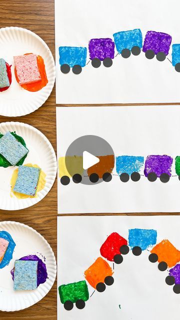 Train Sensory Activities, Train Activities For Kindergarten, Transport Play Ideas, Transport Kindergarten Activities, Train Themed Preschool Activities, Painting With Cars Preschool, Freight Train Craft, Train Lesson Plans For Preschool, Train Provocations