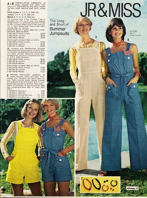 Kathy Loghry Blogspot: That's So 70s - Jumpsuits (Part 4) The Short Jumpers! 70s Overalls Outfit, Seventies Outfits, 70s Overalls, 70s Jumpsuit, Superstar Barbie, Vintage Catalog, Western Outfits Men, Outfits 70s, Book Fashion