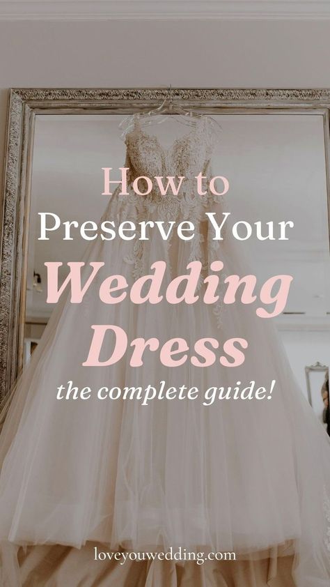 The complete guide to storing and preserving your wedding dress. We’re sharing everything you need to know for wedding dress preservation, along with 10 essential tips for storing your wedding dress. Click through for all the detail! Wedding dress preservation ideas, wedding dress storage ideas Wedding Dress Storage Ideas, Wedding Dress Preservation Ideas, Dress Storage Ideas, Dress Display Ideas, Detail Wedding Dress, Best Wedding Outfits, Bridal Outfits Wedding, Wedding Dress Storage, Wedding Dress Display