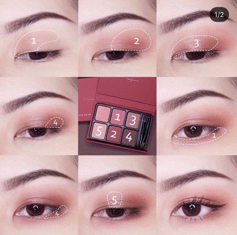 Muted Summer Makeup Looks, Eyeshadow Korean, No Make Up Make Up Look, Soft Eye Makeup, Red Eye Makeup, Korean Makeup Tutorials, Doll Eye Makeup, Korean Eye Makeup, Makeup Tutorial Eyeliner