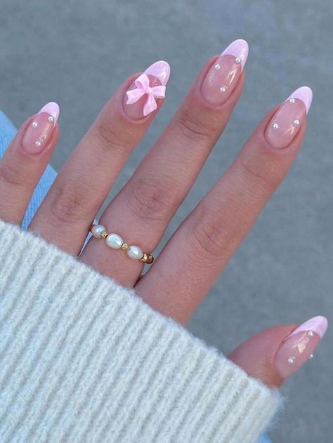 Pink Acrylic Nail Designs Almond, Short Acrylic Nails Simple Classy, Fake Nail Design Ideas, Danish Pastel Nail Ideas, Summer Pearl Nails, Cute Nails Acrylic Summer 2024, Nail Inspo For Back To School, Cute Nails Simple Design, Nails With Flowers Simple