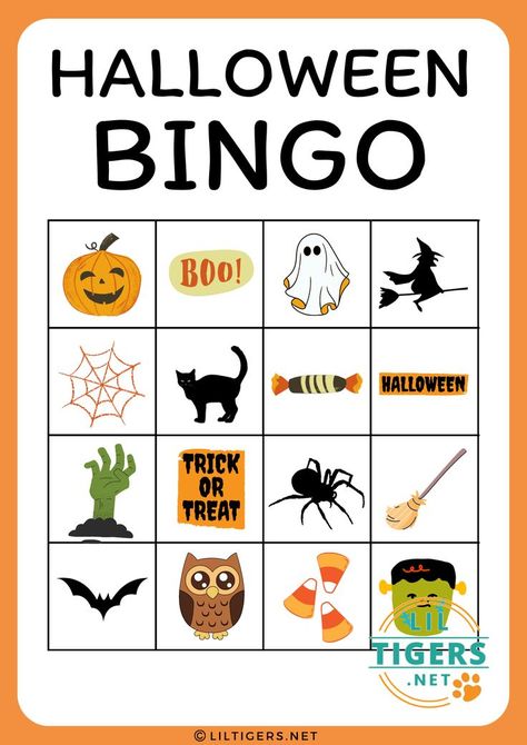 Free Printable Halloween Bingo for Kids Halloween Bingo For Kids, Preschool Halloween Games, Free Halloween Pictures, Halloween Bingo Free, Bingo Printable Free, Halloween Bingo Printable, Easy Halloween Games, Game For Preschoolers, Halloween Bingo Game