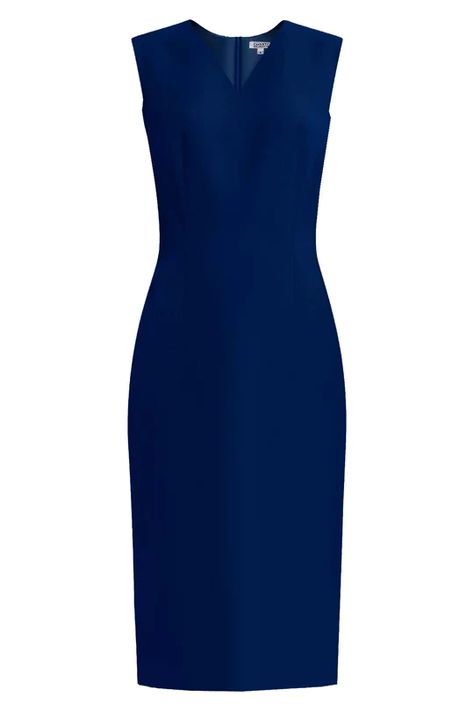 Kateri V-Neck Dark Blue Sheath Dress – Caeli High Neck Long Dress, Purple Sheath Dress, Blue Sheath Dress, Turtleneck Dress Sleeveless, Stylish Winter Coats, Timeless Dress, Novelty Fabric, Plain Dress, Coral Dress