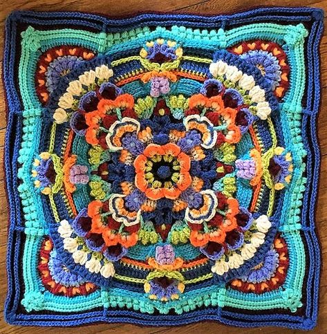 Challenge Yourself With These 9 Advanced Crochet Patterns High Tea Floral Block Crochet, Advanced Crochet Patterns, Motif Mandala Crochet, Motifs Granny Square, Advanced Crochet, Crochet Mandala Pattern, Crochet Motif Patterns, Crochet Cushions, Crochet Square Patterns