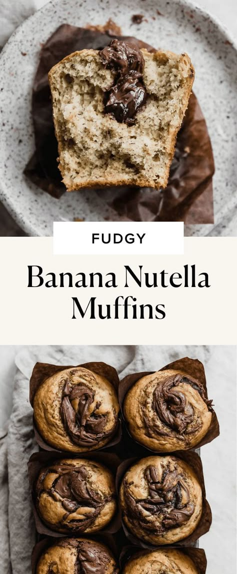 Decadent Muffin Recipes, Muffin Recipes Unique, Amazing Baked Goods, Cafe Muffin Recipes, Big Banana Muffins, Nutella Baked Goods, Giant Banana Muffins, Extra Large Muffin Recipes, Filled Muffins Recipes