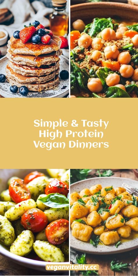 Make mealtime exciting with these high-protein vegan dinner recipes! From protein-packed quinoa stuffed peppers to spicy peanut tofu bowls, these plant-based meals are perfect for satisfying your hunger while boosting your energy. Great for meal prepping or enjoying with family and friends! #HighProteinVeganDinner #TastyVeganFood #VeganMealIdeas Vegan Muscle Building Meals, High Protein Low Cal Vegetarian Recipes, Vegan Meal Prep High Protein, Spicy Peanut Tofu, High Protein Vegan Meal Prep, Whole Food Vegan Recipes, Vegan Diet For Beginners, Vegan Dishes Easy, Tofu Bowls