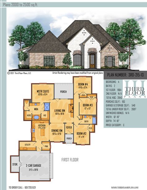 $700.00 House Plan 9 sets Floor Plans Under 2000 Sq Ft, House Design 2000 Sq Ft, 4 Bedroom Under 2000 Sq Ft, 2000 Sq Ft Rectangular House Plans, House Plans 2200-2500 Sq Ft, Hers Walk In Closet, 1900 Sq Ft House Plans, Split Home, Acadian Cottage