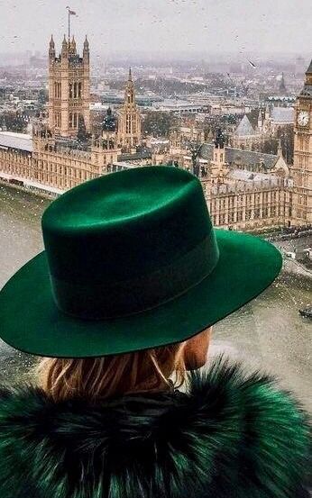 // Pinned lovingly by Mode Ink—with gratitude for the artist.  @modeink.club | modeink.club London View, Dark Green Aesthetic, Slytherin Aesthetic, Green Hat, Emerald City, Green Hats, Aesthetic Colors, Turbans, Green Aesthetic