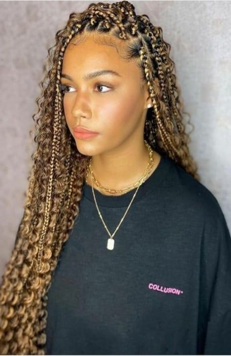 40 Best Crochet Braids Hairstyles to Try in 2023 - The Trend Spotter Blonde Box Braids, Braids Hairstyles For Black Women, Goddess Braids Hairstyles, Box Braids Hairstyles For Black Women, Braids Hairstyles Pictures, Micro Braids, Crochet Braids Hairstyles, Box Braids Styling, Braids With Curls