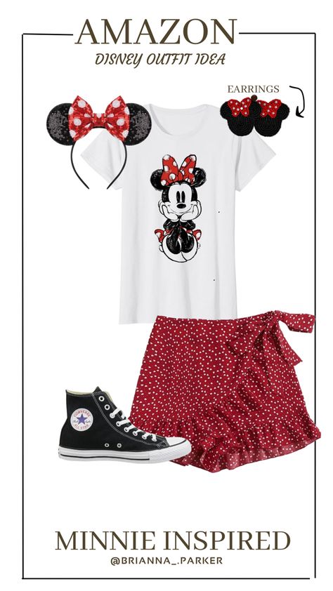 Minnie Mouse Outfit Inspo, Disney Outfit Inspo, Minnie Birthday Party Minnie Mouse Outfit Ideas, Minnie Mouse Bounding, Minnie Mouse Outfit Women, Minnie Disneybound, Minnie Mouse Inspired Outfit, Disney February, Minnie Mouse Disneybound, Bounding Disney, Minnie Mouse Outfit