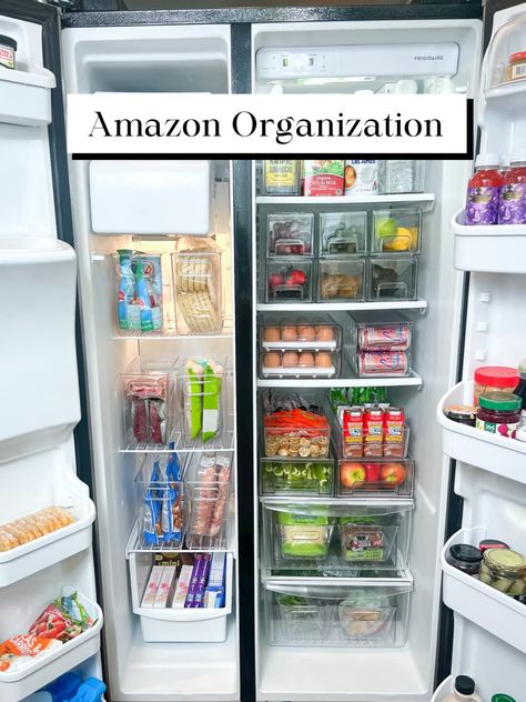 Organization Fridge Refrigerators, Freezer Door Organization, Fridge Organization For Small Fridge, Fridge Organization Bins, Deep Fridge Organization, Vertical Fridge Organization, Mom Fridge Organization, Organize A Side By Side Refrigerator, Side By Side Fridge Freezer Organization