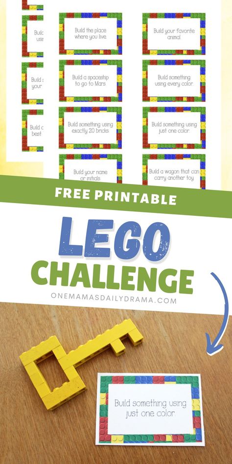 Pre K Lego Activities, Lego Stem Challenge Cards, Lego Activity Cards, Lego Building Contest Ideas, Lego Classroom Transformation, Lego Stem Kindergarten, National Lego Day Activities, Easter Lego Challenge, Printable Lego Challenge Cards