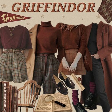 swipe for hogwarts house dark academia fits✨ . . . #moodboarding #moodboards #moodboarders #moodboardaccount #moodboard #moodboardaesthetic… Dark Academia Gryffindor, Gryffindor Academia Outfit, Gryffindor Outfits Aesthetic, Hogwarts Outfit Ideas, Gryffindor Outfit Ideas, Harry Potter Outfit Ideas Casual, Griffindor Outfits, House Dark Academia, Gryffindor Aesthetic Outfit