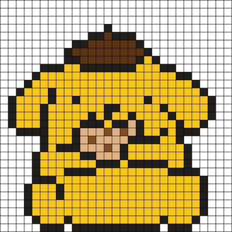 Pompompurin Perler Bead Patterns, Pom Pom Purin Perler Beads, Pixel Pompompurin, Pompompurin Minecraft, Pompompurin Perler, Pompompurin Perler Beads, Pixel Sanrio, Sanrio Kandi, Hello Kitty Pom Pom