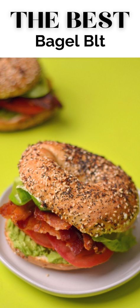 This Bagel BLT sandwich is a fun take on the classic bacon, lettuce, and tomato sandwich. It features a fresh bagel with everything seasoning that adds a whole new layer of texture and flavor and creamy avocado! This bagel BLT is great for breakfast, lunch, or anytime. Breakfast Baked Potatoes, Avocado Bagel, Toasted Bagel, Quick Guacamole, Everything Seasoning, Family Breakfast Recipes, Best Bagels, Blt Sandwich, Pork Bacon