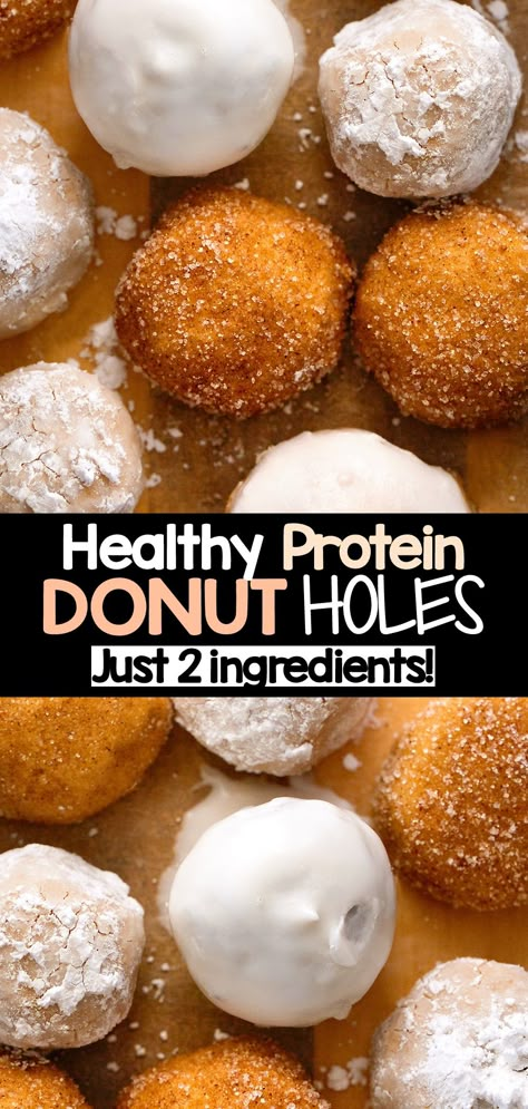 Healthy Snack Recipe - Protein Donut Holes Protein Donut Holes, High Protein Snack Recipes, Protein Snacks Recipes, No Bake Healthy, Protein Donuts, Chocolate Covered Katie, Bake Healthy, High Protein Snack, Healthy Donuts