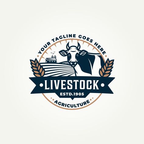 vintage livestock agriculture emblem logo template vector illustration design Agriculture Logo, Vector Illustration Design, Vintage Logo, Emblem Logo, Logo Templates, Agriculture, The Vintage, Illustration Design, Vector Free