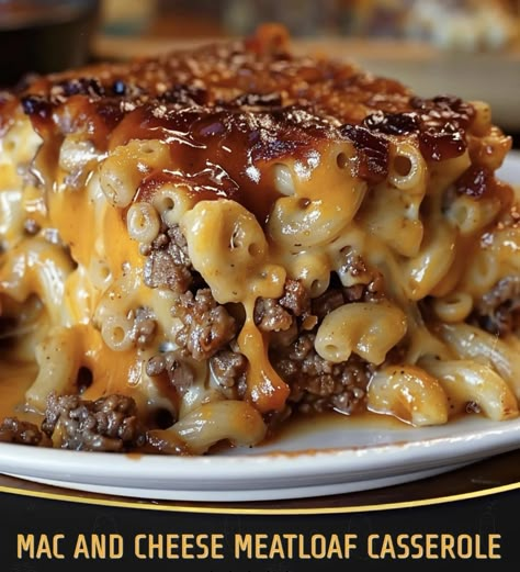 Mac & Cheese Meatloaf Casserole, Mac N Cheese Meatloaf Casserole, Classic Comfort Food, Mac And Cheese Meatloaf, Mac And Cheese Meatloaf Casserole, Creative Dinner Recipes, Flavorful Meatloaf, Burger Meals, Cheese Meatloaf