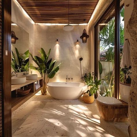 Bali Villa Bathroom, Bathtub Designs, Canggu Villa, Villa Bathroom, Jungle Bathroom, Bali Luxury Villas, Ubud Villas, Bali Luxury, Luxury Bathtub