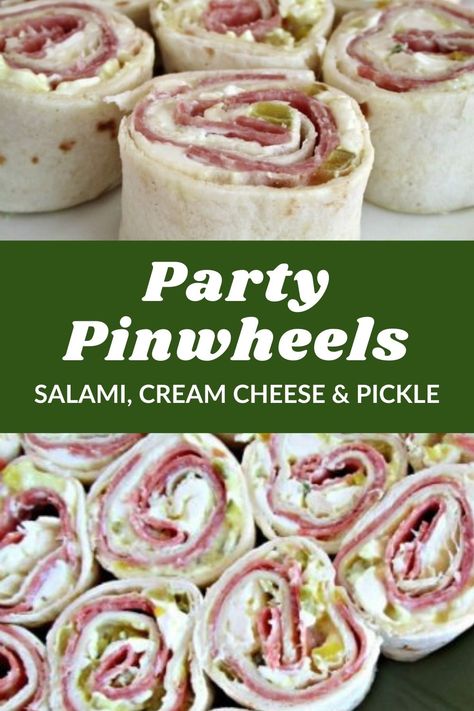 Easy Pinwheel Appetizers | Simple and delicious 4-ingredient Salami Cream Cheese Pickle Pinwheels are filled with zip and flavor! Perfect for your next football game viewing or party platter. Easy Pinwheel Appetizers, Pickle Pinwheels, Rollups Appetizers, Pinwheel Appetizers Cream Cheese, Pinwheel Appetizers Easy, Salami Cream Cheese, Pinwheels Appetizers, Party Pinwheels, Cream Cheese Pinwheels