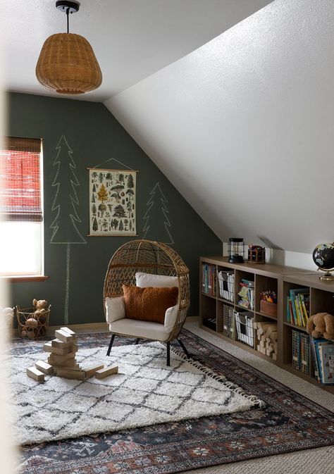 7 Favorite Room Makeovers of 2021!! - I SPY DIY Ikea Mirror Hack, Loft Area, I Spy Diy, Ikea Mirror, Attic Playroom, Room Makeovers, Green Paint Colors, Layered Rugs, Cabinet Makeover