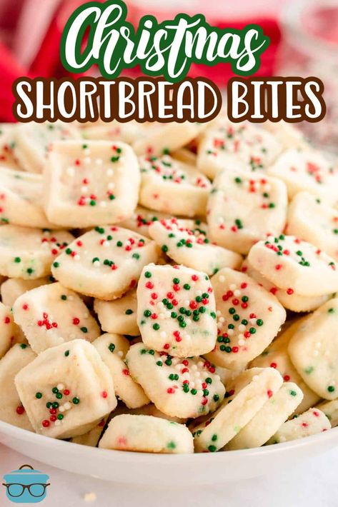 Shortbread Pan Cookies, Holiday Shortbread Bites, Christmas Shortbread Cookie Bites 4 Ingredients, Bite Sized Christmas Treats, Shortbread Cookie Bites Recipe, Treats For Neighbors Christmas, Shortbread Squares Christmas, Shortbread Cookies In A Pan, Cookies To Make With Friends