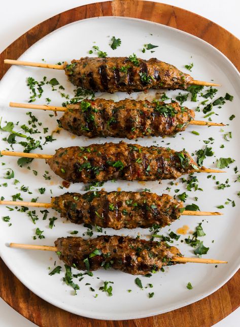 Moroccan Kefta Kabobs Chicken Kefta Kabobs, Kefta Kabob Recipe, Kefta Recipe, Kefta Kabob, Moroccan Kefta, Moroccan Beef, Lamb Kabobs, East Recipes, Moroccan Recipes