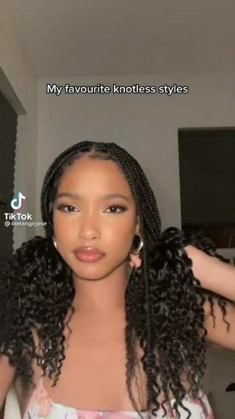 Cute Hair Styles For Knotless Braids, Box Braid Ideas Styling, Knotless Boxbraids Hairstyle, Cute Styles For Goddess Braids, Protective Box Braid Styles, Crinkly Knotless Braids, Knotless Braids 4c Hair, Pigtails With Box Braids, Box Braids Ideas For Black Women